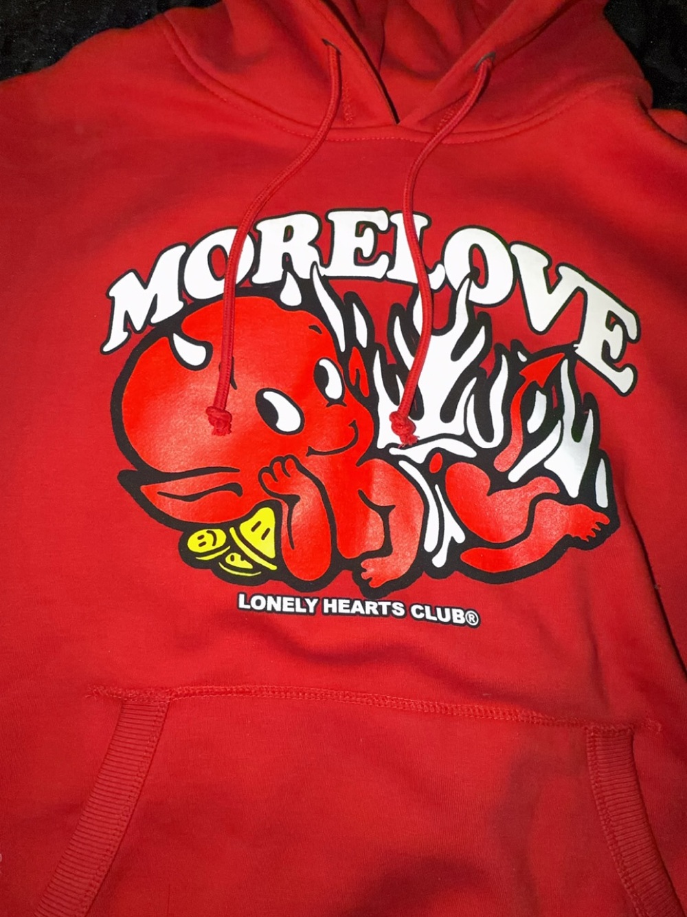 Lonely Hearts Club More Love Red Graphic Hoodie View 2